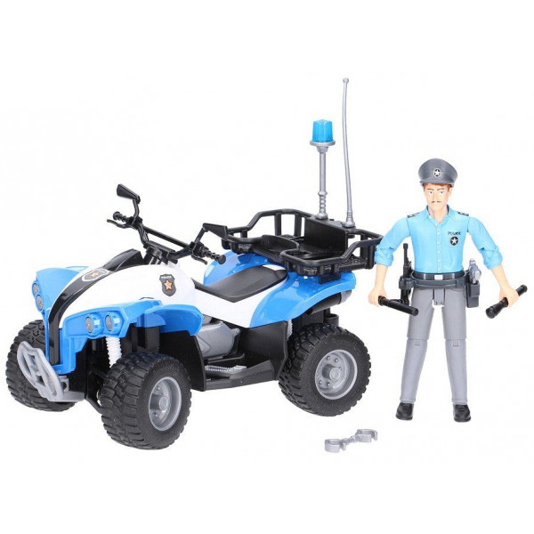 Фото - Наземна спецтехніка BRUDER поліцейський квадроцикл + фігурка полісмен (63010)