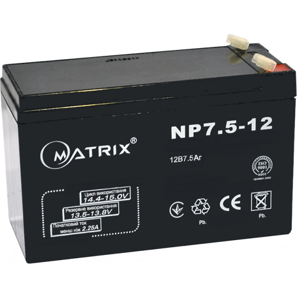 Фото - Акумулятор для ДБЖ Matrix 12V 7.5AH (NP7.5_12) Фото - Акумулятор для ДБЖ Matrix 12V 7.5AH (NP7.5_12)