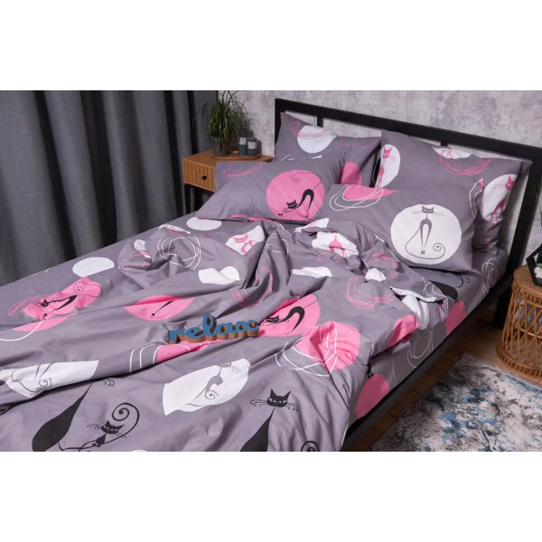 Фото - Комплект постільної білизни дитячий Moon&Star Бязь Gold Люкс Mauve Cats 110х140 нав. 2х50х50 (MS-830000078)