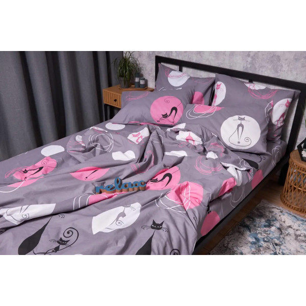 Фото - Підковдра полуторна євро Moon&Star Бязь Gold Люкс Mauve Cats 160 x 220 см (MS-870000161)