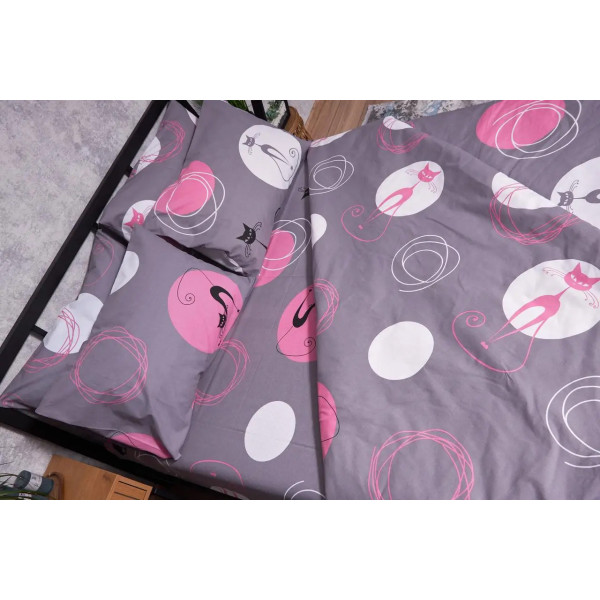 Фото - Підковдра полуторна євро Moon&Star Бязь Gold Люкс Mauve Cats 160 x 220 см (MS-870000161)