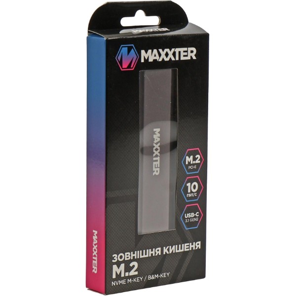 Фото - Зовнішня кишеня Maxxter M.2 NVMe PCIe, USB 3.1 Type-C Gen2, Metal, Black (EHDE-2280S-02)