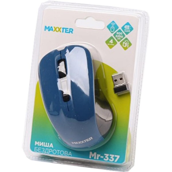 Фото - Миша бездротова Maxxter Mr-337-Bl Blue USB