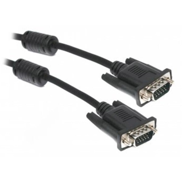 Фото - Кабель VGA Maxxter VGA HD15M - VGA HD15M 3+9C, с 2-мя фер, 1.8m Black V-PVGA-6)