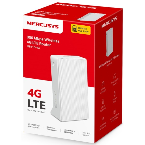 Фото - Маршрутизатор интернет WiFi4+4G Mercusys MB112-4G