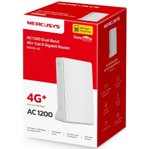 Фото - Маршрутизатор интернет WiFi5+4G Mercusys MB230-4G