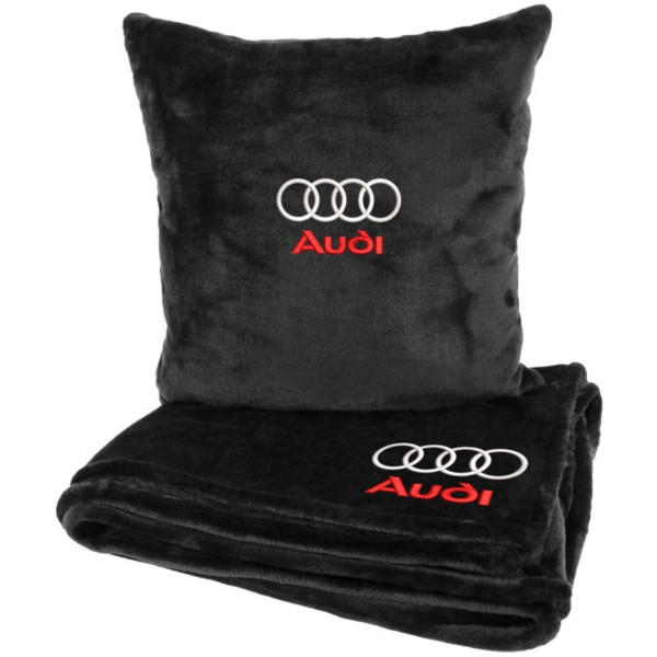 Фото - Набір плед + подушка в авто EVAtech M для Audi чорні MBLMPSMBV003