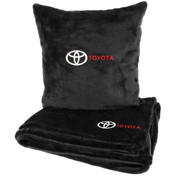 Фото - Набор плед + подушка в авто EVAtech M для Toyota черные MBLMPSMBV031
