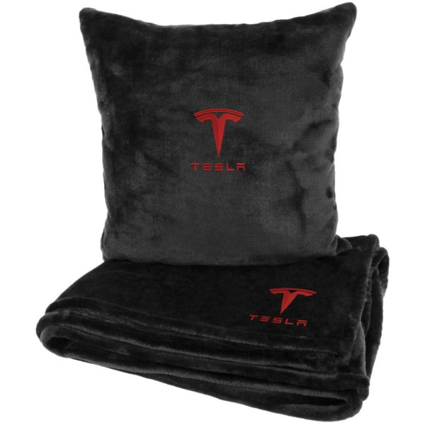 Фото - Набір плед + подушка в авто EVAtech M для Tesla чорні MBLMPSMBV041