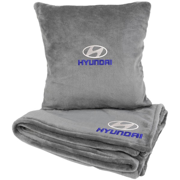 Фото - Набір плед + подушка в авто EVAtech із махри M для Hyundai сірі MBLMPSMGV013