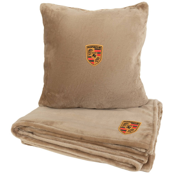 Фото - Набір плед + подушка в авто EVAtech із махри M для Porsche бежеві MBLMPSMIV024 Фото - Набір плед + подушка в авто EVAtech із махри M для Porsche бежеві MBLMPSMIV024