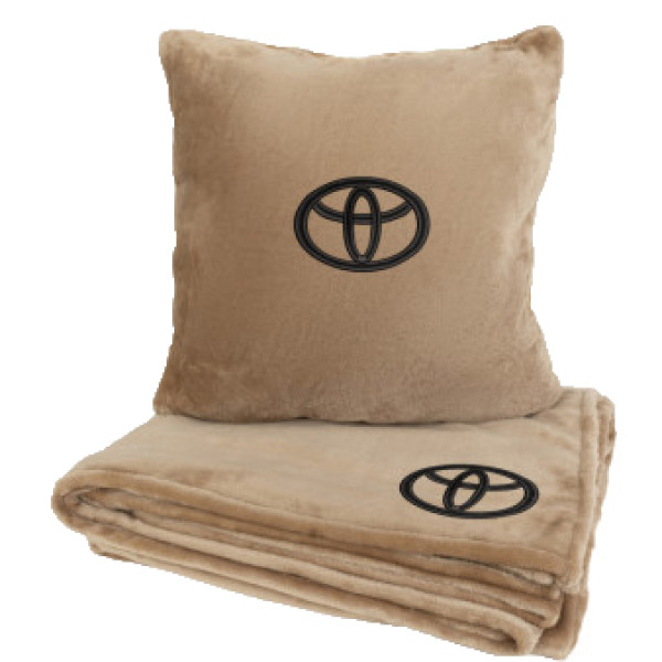 Фото - Набір плед + подушка в авто EVAtech M для Toyota бежеві MBLMPSMIV119