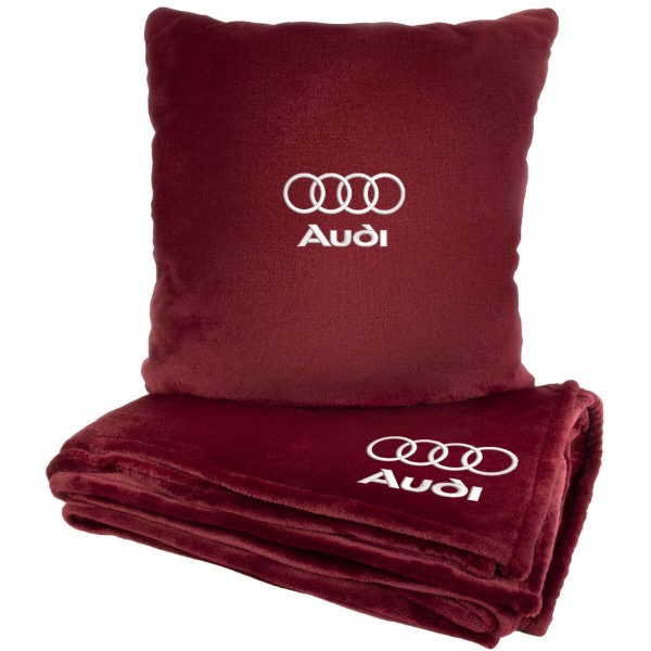 Фото - Набор плед + подушка в авто EVAtech M для Audi красные MBLMPSMRV095