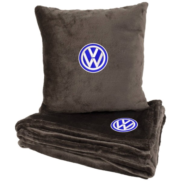 Фото - Набір плед + подушка в авто EVAtech M для Volkswagen коричневі MBLMPSMZV033