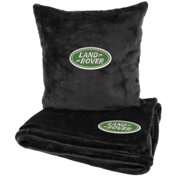 Фото - Набір плед + подушка в авто EVAtech із махри S для Land Rover Чорні (MBLMPSSBV038)