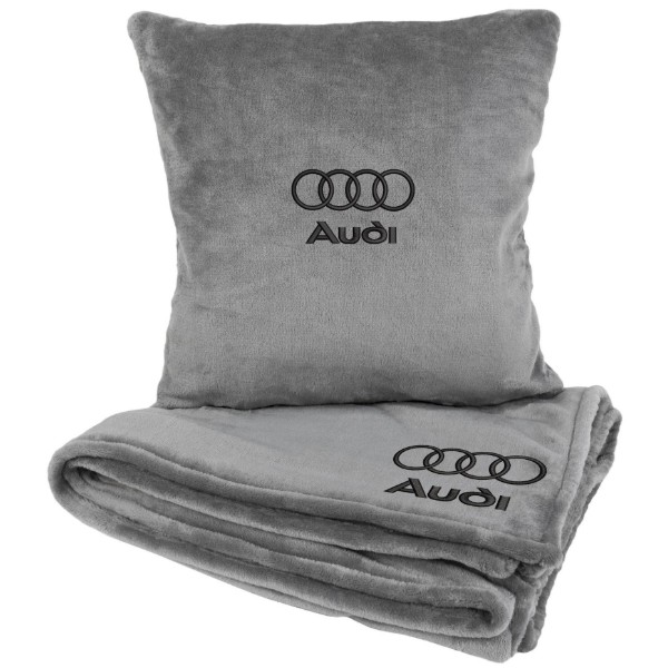 Фото - Набір плед + подушка в авто EVAtech S для Audi сірі MBLMPSSGV096