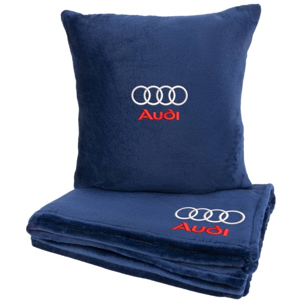 Фото - Набор плед + подушка в авто EVAtech S для Audi синие MBLMPSSLV003