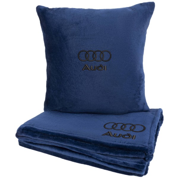 Фото - Набор плед + подушка в авто EVAtech S для Audi синие MBLMPSSLV096