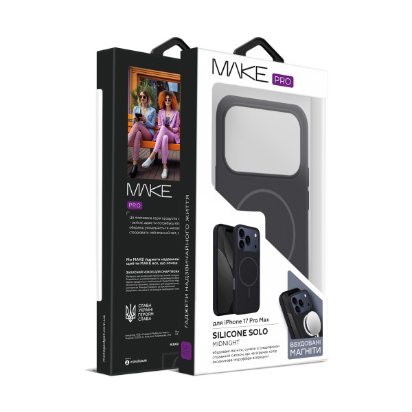 Фото - Чохол для смартфону MAKE Silicone Solo for Apple iPhone 17 Pro Max, Midnight (MCSO-AI17PMMN)