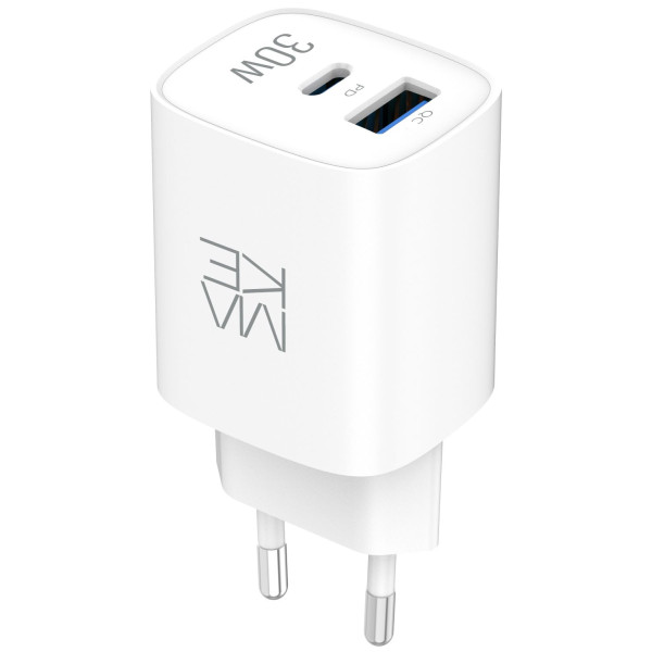 Фото - Мережевий зарядний пристрій MAKE 30W GaN PD + QC3.0  White (MCW-3021GWH)