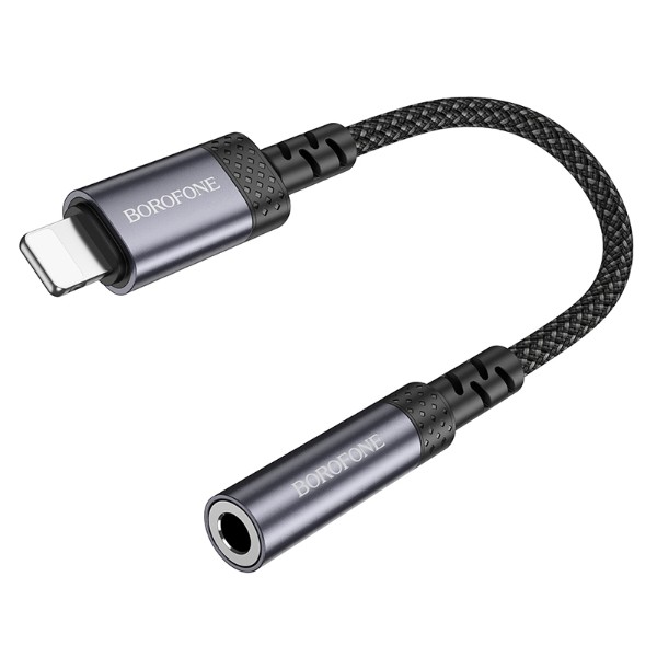 Фото - Переходник аудио BOROFONE BV24 iP to 3.5mm Metal Grey (6941991120398)