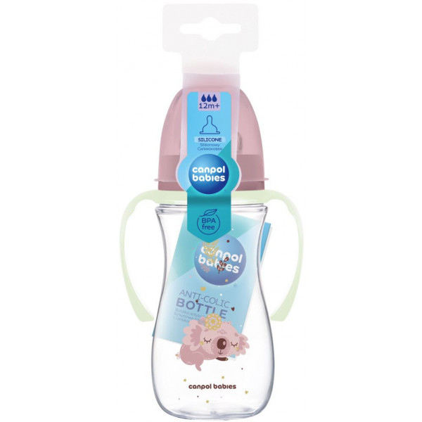 Фото - Пляшка для годування Canpol babies антиколікова з широким отвором 300 мл Easystart Sleepy Koala - рожева (35/238_pin)