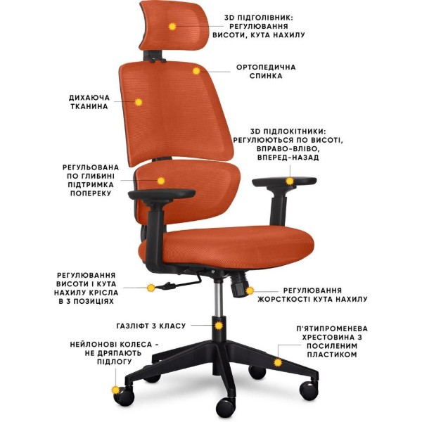 Фото - Кресло офисное Mealux Leo Air Orange (Y-543 KBY)