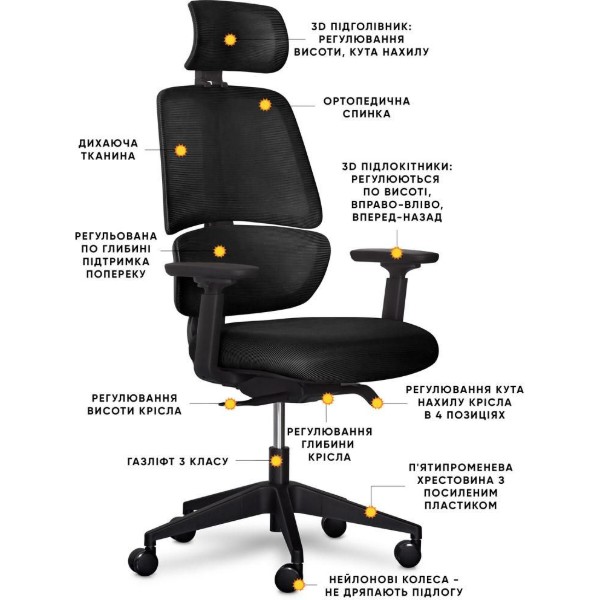 Фото - Кресло офисное Mealux Leo Air Plus Black (Y-546 KB)