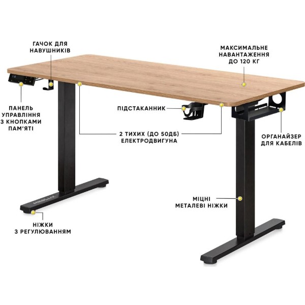 Фото - Стіл з електрорегулюванням висоти Mealux PowerDesk Duo XL Mahogany (EVO-252 Duo Mahogany/B)