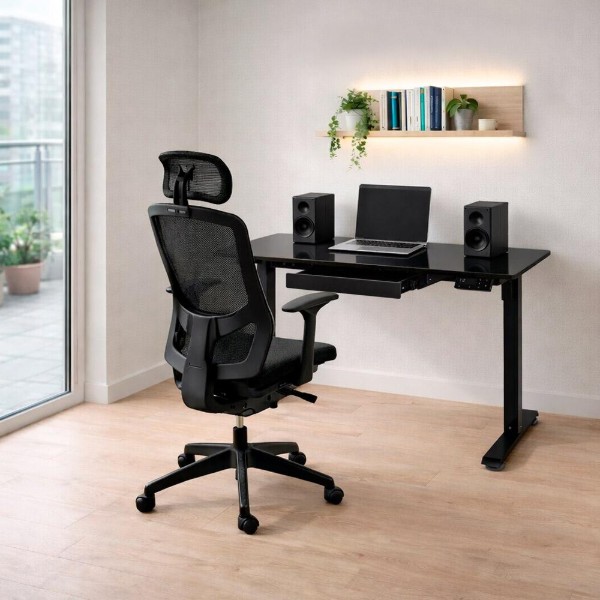 Фото - Стіл з електрорегулюванням висоти Mealux PowerDesk Glass Black (EVO-201 Glass/Black)