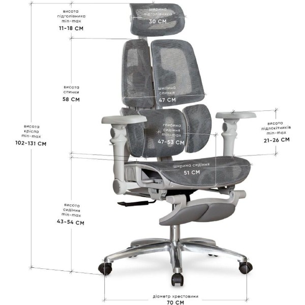 Фото - Кресло офисное Mealux S3 Air Plus Grey (HF-S3 M/G)