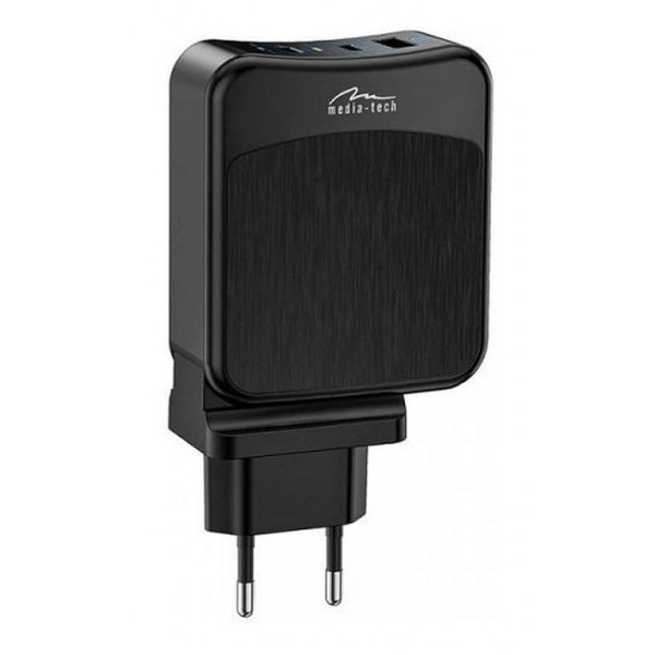 Фото - Мережевий зарядний пристрій Media-Tech 2xUSB-C PD 65W, USB QC 3.0 (MT6252)