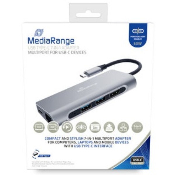 Фото - Хаб USB MediaRange 7-in-1 Multiport Hub silver (MRCS510)
