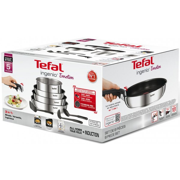 Фото - Набор посуды со съемной ручкой Tefal L948S804 Ingenio Emotion 8 пр.