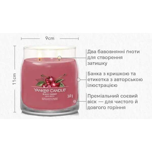 Фото - Свеча стекло Yankee Candle Medium Black Cherry (Черная Вишня) 368 г (1701391E)