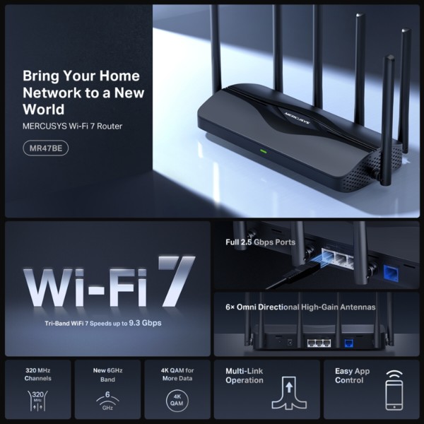 Фото - Маршрутизатор інтернет WiFi7 Mercusys MR47BE