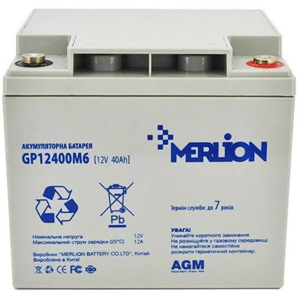 Фото - Акумулятор для ДБЖ Merlion 12V-40Ah (GP12400M6)