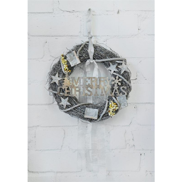 Фото - Вінок штучний ротанг Colorway Merry Christmas 35 см Gray (CW-MCW-35G)