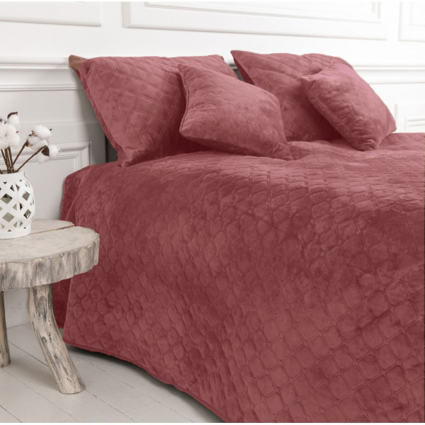 Фото - Покрывало двуспальное ТЕП Velour 180х240 см Mesa rose/Ромб круглый (4-00516_22725)