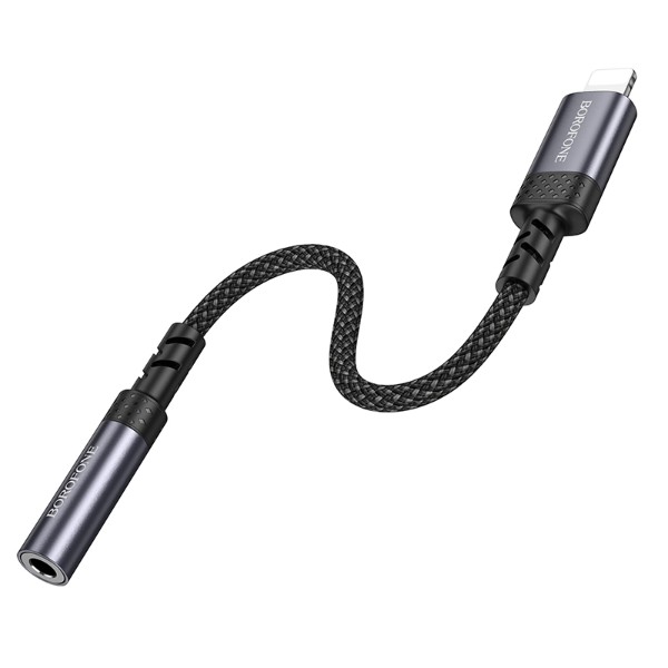 Фото - Переходник аудио BOROFONE BV24 iP to 3.5mm Metal Grey (6941991120398)