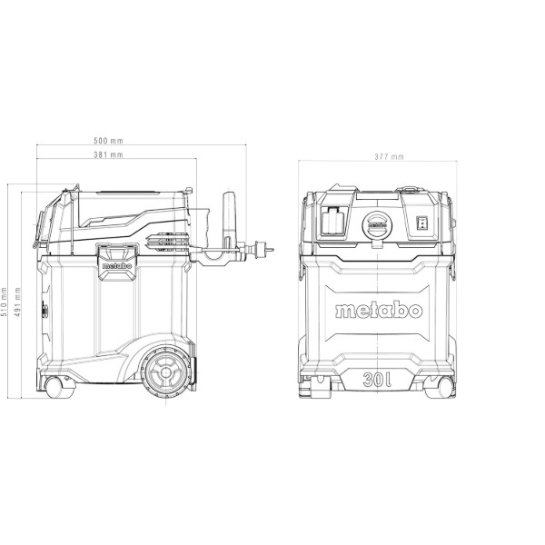 Фото - Пилосос для сухого прибирання без мішка Metabo ASA 30 L PC (602086000)