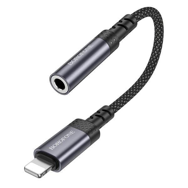 Фото - Переходник аудио BOROFONE BV24 iP to 3.5mm Metal Grey (6941991120398)