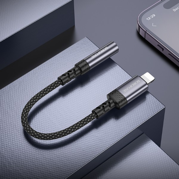 Фото - Переходник аудио BOROFONE BV24 iP to 3.5mm Metal Grey (6941991120398)