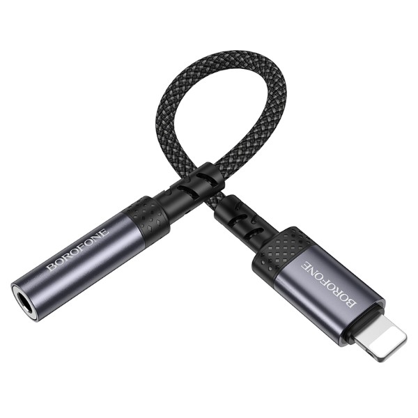 Фото - Переходник аудио BOROFONE BV24 iP to 3.5mm Metal Grey (6941991120398)