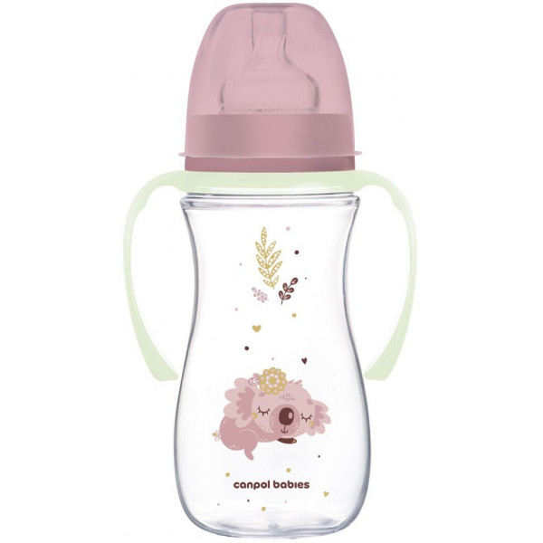 Фото - Пляшка для годування Canpol babies антиколікова з широким отвором 240 мл Easystart Sleepy Koala - рожева (35/237_pin)