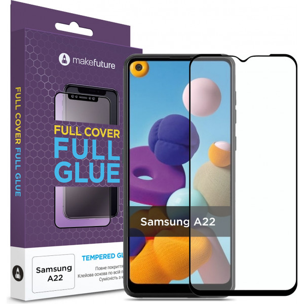 Фото - Защитное стекло для смартфона MakeFuture Full Cover Full Glue для Samsung A22 (MGF-SA22)