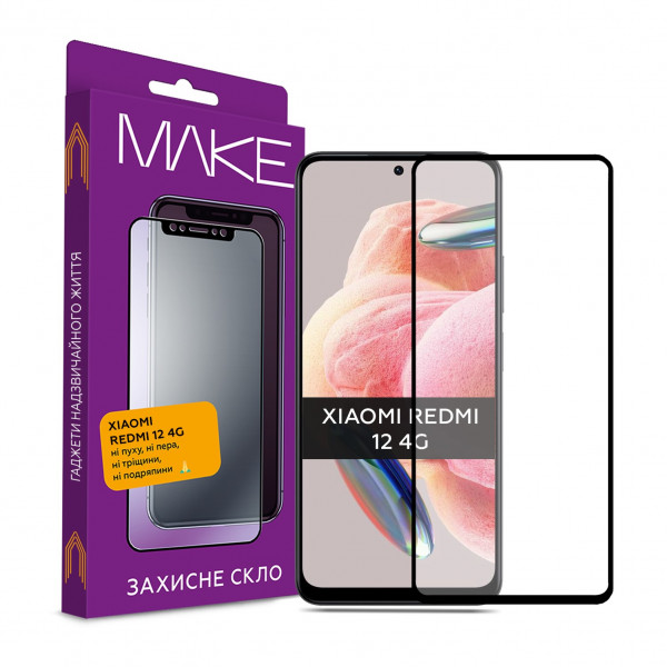 Фото - Защитное стекло для смартфона MAKE Full Cover Full Glue Xiaomi Redmi Note 12 (MGF-XRN12)