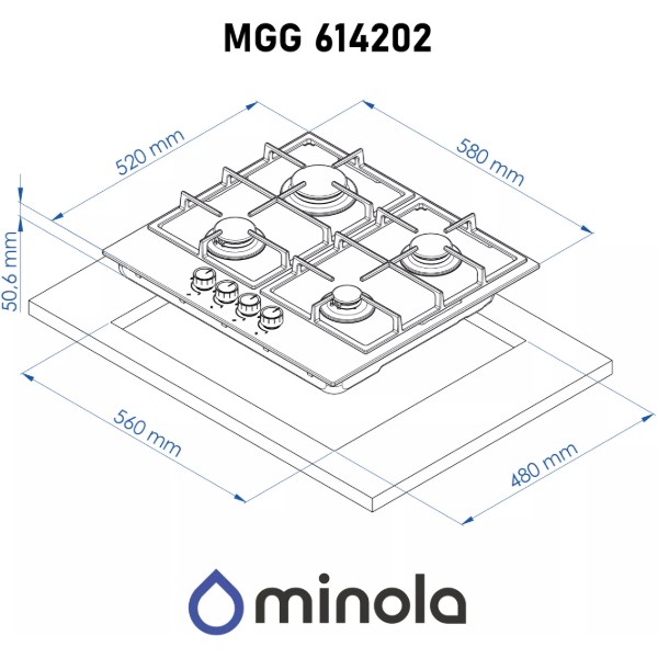Фото - Варильна поверхня газова Minola MGG 614202 WH