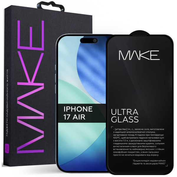 Фото - Захисне скло для смартфону MAKE Ultra Glass for Apple iPhone 17 Air (MGU-AI17A)
