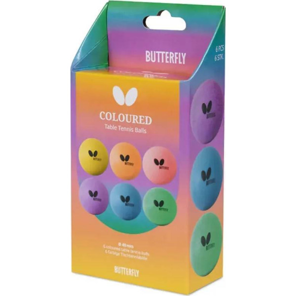 Фото - Набір м'ячів для настільного тенісу Butterfly Coloured Balls 6 шт. (7011630440)